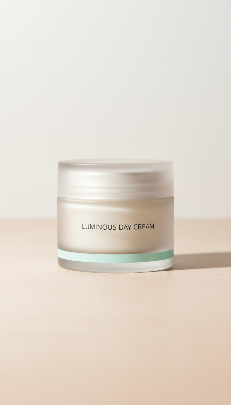 Crema de día luminosa en tarro de vidrio